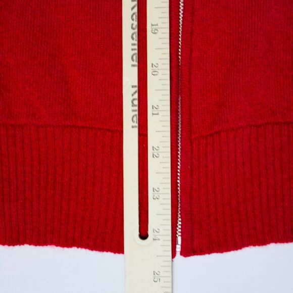 C By Bloomingdale's Red 100% 2-Ply Cashmere Full-Zip Hoodie Sweater Women Size S - Picture 14 of 15